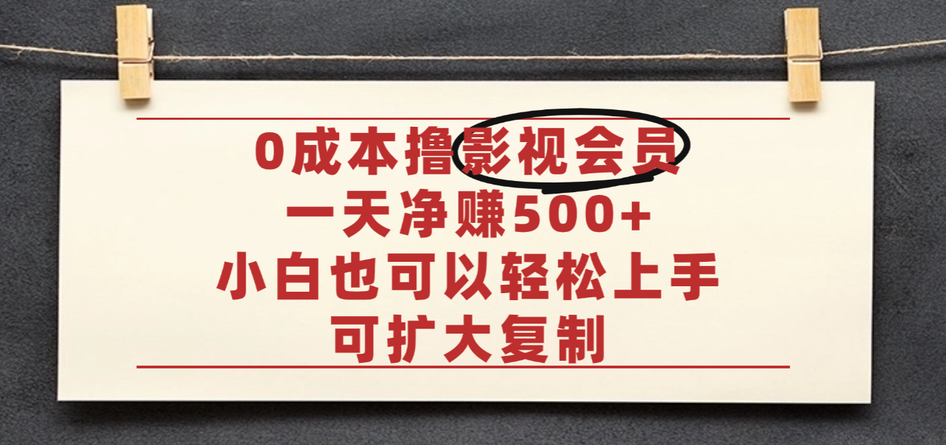 亲测，0成本可批量操作，靠卖影视会员实测月入30000+